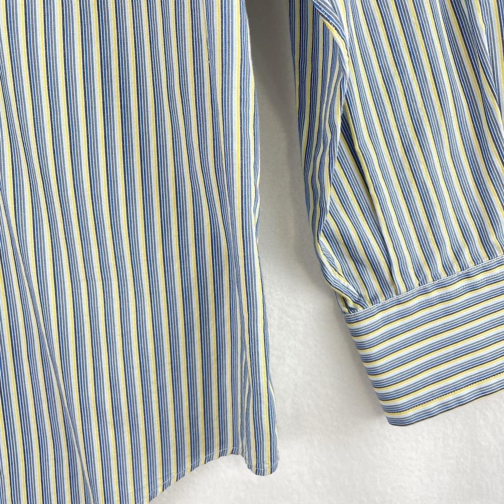Nautica Mens Striped‎ Button Down Shirt Long Sleeve 15 1/2 34/35 blue yellow - Picture 4 of 9